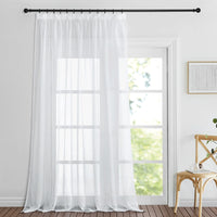 1 x RAW Customer Returns PONY DANCE curtains with ruffle tape, set of 1 curtains, white, transparent curtain, linen look curtain, set of 1, H 245 x W 280 cm, white curtains, living room, modern - RRP €29.2