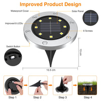 1 x RAW Customer Returns gabless Solar Lights for Outdoor, Garden, IP65 Waterproof, 8 LEDs, for Lawn, 12pcs - RRP €39.31