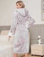 1 x RAW Customer Returns UMIPUBO Women s Bathrobe Dressing Gown Winter Fleece Soft Hooded Bathrobe Pajama Kimono Nightgown with 2 Pockets, Soft Loungewear Dressing Gown Wine Red, M  - RRP €33.1