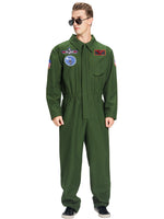 1 x RAW Customer Returns IKALI Men s Pilot Costume, Adult Aviator Costume Air Force Fancy Dress Up Outfit for Carnival Christmas Mardi Gras Party Khaki-Green XXL - RRP €32.99