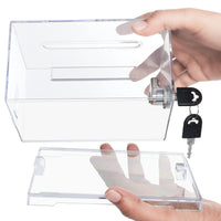 1 x RAW Customer Returns Belle Vous Pack of 2 Lockable Plastic Cash Boxes 11.5 x 16 x 10cm - Clear Lockable Box for Comments, Ballots, Donations, Key Drop, Business Cards as Ticket Container - RRP €33.99