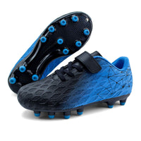 1 x RAW Customer Returns JABASIC Boys Girls Cleats Football Boots Children Outdoor Firm Ground Soccer Shoes 33EU, Black Blue  - RRP €39.31