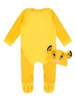 1 x RAW Customer Returns Disney Sleepsuit and Hat Set for Baby Lion King Simba Yellow 12-18 Months - RRP €22.95