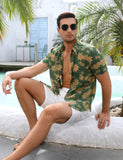 1 x RAW Customer Returns Voqeen Men s Hawaiian Shirts, Short Sleeve Button Down Cotton Shirt Aloha Floral Summer Casual Tops for Beach Vacation Regular Fit - RRP €20.39