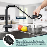 1 x RAW Customer Returns FORIOUS Kitchen Faucet Black, Kitchen Faucet Extendable Shower Stainless Steel, 360 Rotatable and Dual Function Shower - RRP €67.99