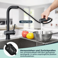 1 x RAW Customer Returns FORIOUS Kitchen Faucet Black, Kitchen Faucet Extendable Shower Stainless Steel, 360 Rotatable and Dual Function Shower - RRP €65.6