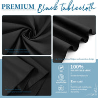 1 x Brand New 4 Pack Black Polyester Tablecloth Black Tablecloth 108 Inch, Polyester Tablecloth for Round Tables, Washable Fabric Tablecloth for Kitchen, Wedding, Party, Restaurant - RRP €20.4