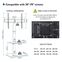 1 x RAW Customer Returns BONTEC Universal Floor TV Stand for 30-70 Inch Plasma LED OLED LCD TV, Height Adjustable, Floor TV Stand with 2-Level Tempered Glass Shelves, up to 40 Kg, VESA MAX. 600x400mm - RRP €56.24