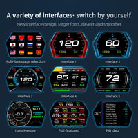 1 x RAW Customer Returns AMHVMU P17 HUD Car Heads Up Display, Digital Speedometer Car mph, OBD2 plus GPS Dual System, Heads Up Display Car, Water Temperature Gauge, Tachometer, Suitable for All Vehicle Models - RRP €55.99