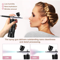 1 x RAW Customer Returns Airbrush Set with Air Compressor, Upgraded 7.4V 34PSI Airbrush Gun, Rechargeable Portable Cordless Airbrush Painting with 0.3mm Nozzle for Makeup, Cake Decoration - RRP €36.99