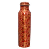 1 x RAW Customer Returns Zap Impex Copper Water Bottle for Ayurveda Benefits Small Floral Print Design Travelers Water Bottle Joint Free 900ml - RRP €22.55