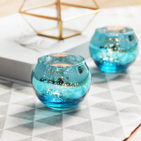 1 x RAW Customer Returns GoMDSA Blue Mercury Glass Tealight Holder Set of 12 for Wedding, Party, Home Decoration - RRP €25.49