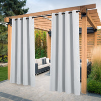 1 x RAW Customer Returns PONY DANCE Outdoor Curtain Weatherproof Set of 2 H 213 x W 132 cm Outdoor Curtains Waterproof Sun Protection Privacy Protection Terrace Curtains White Outdoor Curtains with Eyelets, Grey-white - RRP €36.95