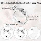 1 x Brand New Dimeho 2pcs Adjustable Knitting Loop Metal Hook Ring Silver Set Woven Rings Accessories Holder Finger Open Guide Yarn with Box DIY Craft Hand Line - RRP €19.2