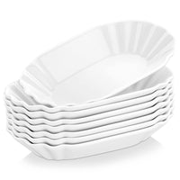 1 x RAW Customer Returns MALACASA, Regular series, 8 pieces. Set of french fries peelers, cream white porcelain fries peelers, currywurst bowl, sausage plate, serving plate, side dish peelers, bowls, 19.5x12x3.5 cm - RRP €32.99