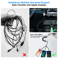 1 x RAW Customer Returns Spiral cable Apple Carplay cable MFi certified, USB C charging cable with data synchronization, USB A USB C to 3-in-1 multi cable type C Lightning Micro fast charging cable short - RRP €14.99