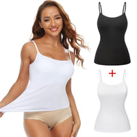 1 x RAW Customer Returns SLIMBELLE women s undershirt bra shirt seamless tank top with removable cups tummy control shapewear top without underwire bustier shirt figure-shaping body shaper camisole shaping shirt black white, L  - RRP €37.3