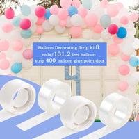 34 x Brand New 8 rolls of balloon ribbon garland, balloon ribbon set balloon adhesive dots with 4 rolls of balloon adhesive dots, balloon garland strips balloon garland, balloon arch garland kit for birthday, wedding party - RRP €230.86