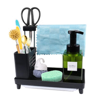 6 x Brand New Roselee Sink Organizer Black Sink Caddy with Drain Tray Sink Organizer Kitchen for Dishwashing Brushes Cloths Sponges Kitchen and Bathroom Sink Organizer - RRP €131.94