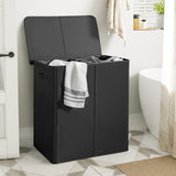 1 x RAW Customer Returns Chrislley 154L laundry basket with lid, laundry collector 2 compartments with lid and 2 laundry bags, laundry sorter large XXXL for bedroom, laundry room, closet, bathroom, college black  - RRP €36.99