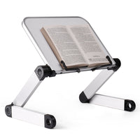 1 x RAW Customer Returns OYEFLY Book Stand Reading Stand, Adjustable Book Stand Height and Angle Adjustable Ergonomic Book Holder for Large Heavy Textbooks Music Books Tablet Book Holder Foldable White  - RRP €22.99