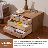 1 x RAW Customer Returns KIRIGEN Wooden Desk Organizer with Drawers Home Office Supplies Wooden Storage Box Shelf Box Holder Makeup Box with 4 Drawers Dark Brown - RRP €55.99