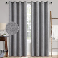 1 x RAW Customer Returns MIULEE Blackout Curtains with Eyelets Linen Look Set of 2 245 x 140 cm Light Grey Curtain Opaque with Eyelets Thermal Curtain Cold Protection Curtains Living Room Bedroom Heat Insulating - RRP €54.0