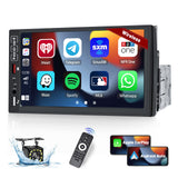 1 x RAW Customer Returns  New Wireless Hikity Wireless Carplay Car Radio 1 Din with Screen 7 Inch Touch Display Radio with Android Auto Support Bluetooth Handsfree FM USB Microphone Rear View Camera - RRP €85.7