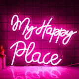 1 x RAW Customer Returns My happy place neon sign pink neon sign for wall decor neon light lettering with USB powered for bedroom, playroom, bar, party, birthday - RRP €39.31