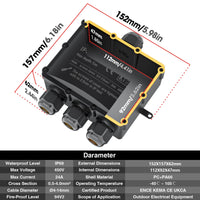 1 x RAW Customer Returns PEBA junction box waterproof IP68, large junction box surface-mounted 295x165x115 mm, M25 cable gland 4mm - 14mm, cable distributor waterproof, outdoor garden underground cable junction box black 6 ways - RRP €32.88