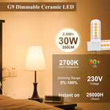 1 x RAW Customer Returns DiCUNO G9 LED dimmable warm white 2700K, LED light bulb 2.6W replacement for 30W halogen lamp, G9 plug-in bulb 260LM, dimmable G9 LED lamp, energy-saving bulb for chandeliers, non-flickering, AC 230V, set of 6 - RRP €18.17