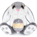 1 x RAW Customer Returns My OLi 20cm Easter Bunny Plush Rabbit with Easter Egg Stuffed Toy Rabbit Floppy Ears Sitting Bunny Stuffed Animal Bedtime Friend Easter Gifts for Children Babies Boys Girls, Grey - RRP €17.14