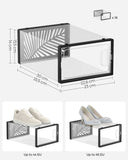 1 x RAW Customer Returns SONGMICS Transparent Shoe Boxes, 18 Shoe Boxes, Foldable Organizers, Size 44, Stackable, to Display Sneakers, High Heels, Transparent and Black LSP106B18 - RRP €57.99