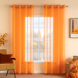 1 x RAW Customer Returns MIULEE Set of 2 Voile Curtains with Eyelets Made of Voile Polyester Eyelet Curtain Transparent Living Room Airy Decorative Curtain for Bedroom Orange 245 x 140 cm H x W , Grommet Top - RRP €29.69