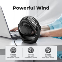 1 x RAW Customer Returns OCOOPA USB fan, small table fan with strong airflow and quiet operation 3 speeds, 360 rotating head, easy to carry for office, home and outdoors - RRP €16.99