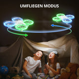 1 x RAW Customer Returns TOMZON Mini Drone for Children, Blue and Green LED Lights, RC Quadcopter with 2 Batteries, Headless Mode, Throw Go 3D Flip Rotation Circle Flight for Beginners Kids - RRP €36.29