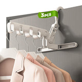 1 x RAW Customer Returns MidingChai Clothes Rail without Drilling, Space-Saving Clothes Hanger Set of 3, Mini Clothes Rack, Foldable Clothes Hooks, Small Foldable Clothes Rack, Wall-Mounted Clothes Rail for Balcony White  - RRP €16.55