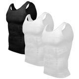 1 x RAW Customer Returns Odoland Men s Undershirts Shapewear 3 Pack Body Shaper Men s Tummy Control Compression Shirt Tank Tops Large Black White White  - RRP €30.42