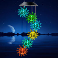 1 x RAW Customer Returns JIAUFU Solar Wind Chime Sunflower, Color Changing LED Hanging Light Solar Lights, Lawn Garden Decoration, Wind Chime for Garden Decoration Outdoor, Yard, Patio and Home Decoration - RRP €19.15