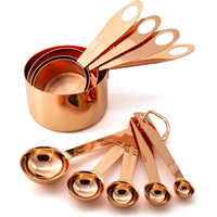 1 x RAW Customer Returns GOOD FOR YOU copper stainless steel measuring cup measuring spoon set of 9 Elegant mirror-polished copper tableware for measuring various quantities of ingredients For kitchen, cooking, baking- RRP €35.0