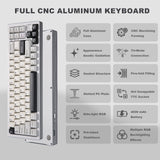 1 x RAW Customer Returns YUNZII AL71 68 Mechanical Keyboard, All-Aluminum CNC, Hot Swap Ring, 2.4GHz Wireless BT5.0 USB-C Wired Gaming Keyboard, NKRO RGB, for Win Mac Silver,Crystal White Switch  - RRP €121.97