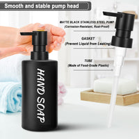 1 x RAW Customer Returns GMISUN 2 Pack Soap Dispenser Glass Black, Modern Soap Dispenser Black Matt with Strong Pump, Refillable Soap Bottle for Kitchen and Bathroom, Vintage Soap Dispenser with Labels - 350ml - RRP €15.12