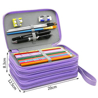 1 x RAW Customer Returns Pencil Case, YFZYT PU Pencil Case for 72 Colors Pencil Case, Multifunctional Pencil Case Large Capacity Makeup Pouch 4 Layers Zipper Pencil Case Without Pencil - Lila 2 - RRP €19.99