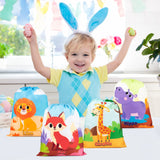 1 x RAW Customer Returns Mocoosy 12pcs Animal Party Bags Drawstring Backpacks, Reusable Animal Drawstring Bags for Kids, Jungle Party Gift Bags for Boys Girls Animal Theme Birthday Party - RRP €19.67