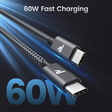 1 x RAW Customer Returns RAMPOW USB C to USB C Cable 20V 3A, USB Type-C Cable with 60W, USB C Cable for MacBook Air 2020 Pro, iPad Pro Air Mini 2021, Samsung S21 S20 S10 S9 S8, Huawei P40 Pro P30, Xiaomi 11, Nexus 5X 6P-2M - RRP €8.05