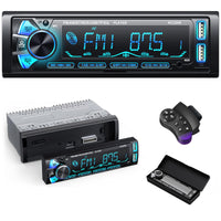 1 x RAW Customer Returns RDS Bluetooth Car Radio with Removable Front Panel, Chismos 1 DIN Bluetooth Car Stereo with Remote Control, 4x65W AM FM Car Radio with MP3 Player and Two USB Ports Supports AUX SD iOS Android Multicolor  - RRP €49.99