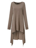 1 x RAW Customer Returns ZANZEA Women s Irregular Knit Oversize Long Sleeve Sweater Dress Long Shirt Top Mini Dress Brown XL - RRP €36.29