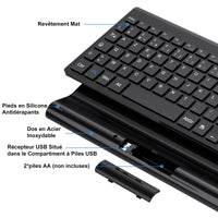 1 x RAW Customer Returns cimetech Wireless Keyboard, French AZERTY Keyboard with Nano Receiver USB 2.4GHz, Ergonomic, Compatible with Windows MacOS, Windows PC Laptop - Black - RRP €20.4