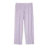 1 x RAW Customer Returns RoomTour Women s Pajama Pants Long Casual Checkered Trousers with Pockets Purple M - RRP €24.0