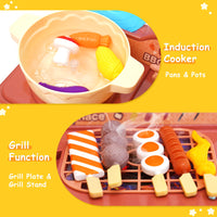 1 x Brand New Children s Play Grill - Grill Kitchen Toy Cooking Play Set Pretend Set with Realistic Spray Light Sound Toy Rotating Grill for Toddlers Boys Girls Ages 3 and Up - RRP €32.45